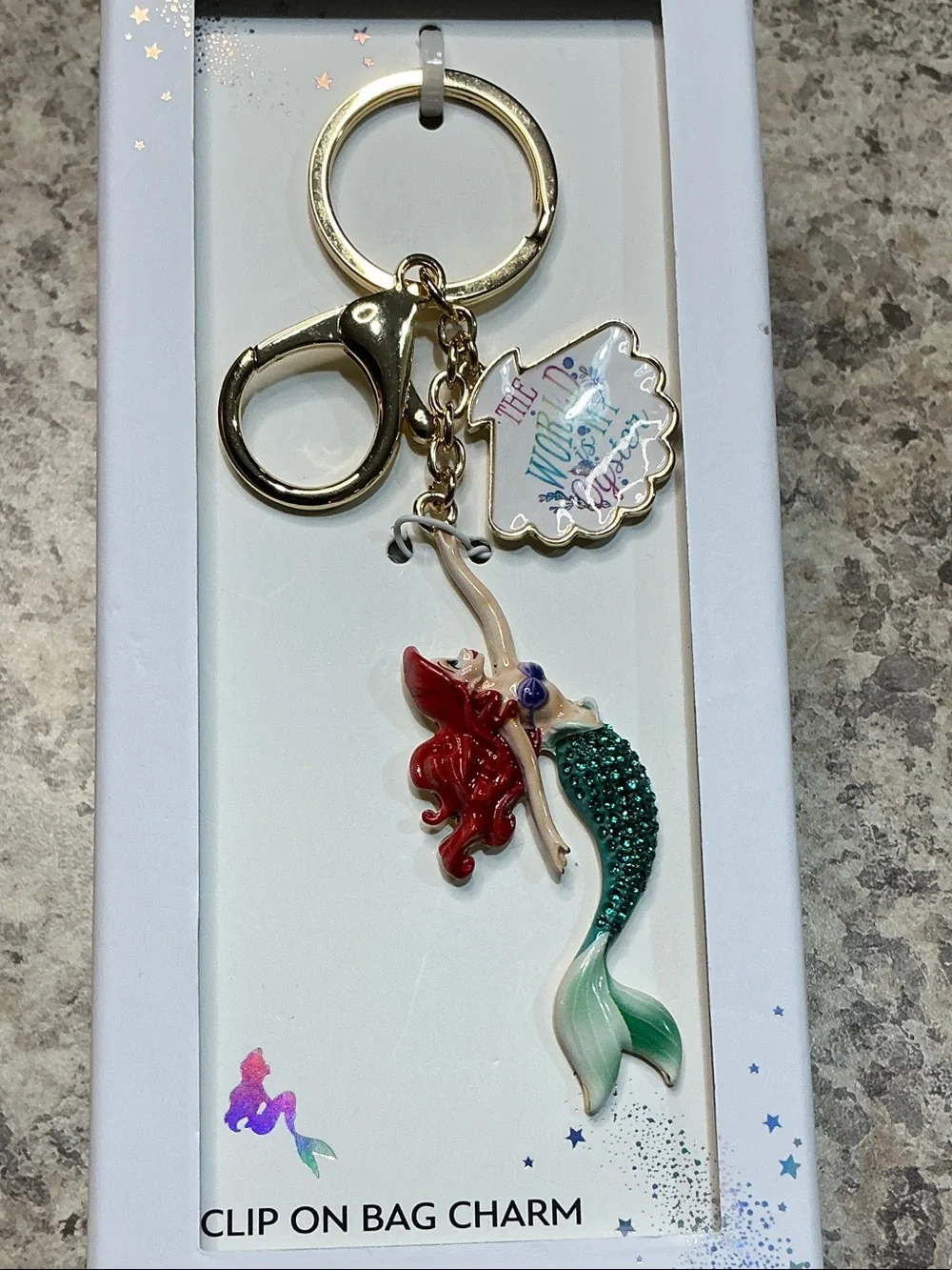 Disney Ariel-Inspired Mermaid Tail & Shell Keychain/Bag-charm - Green, Red, Gold